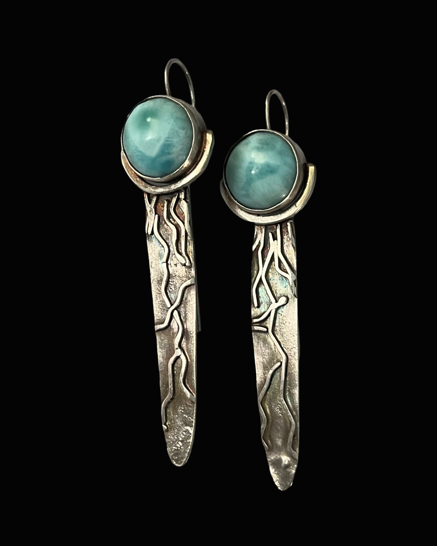 Larimar Sterlings Silver Earrings